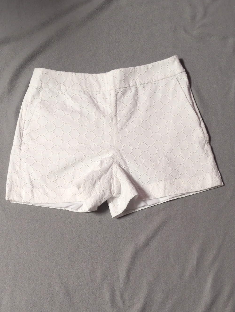 J. Crew White Eyelet High-Rise Shorts